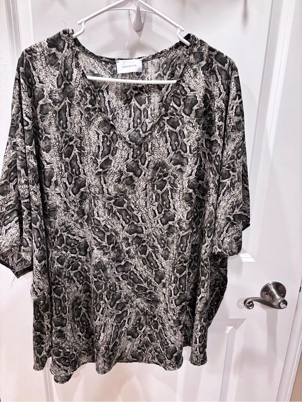 Adrienne Snake Print V-Neck Tunic - Black & Cream